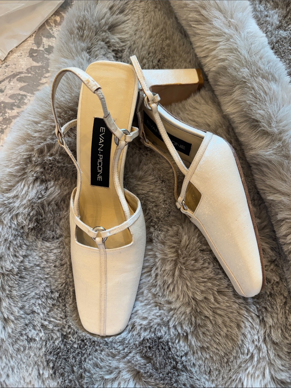 Evan Picone Ivory Slingback Pumps with T‑Strap